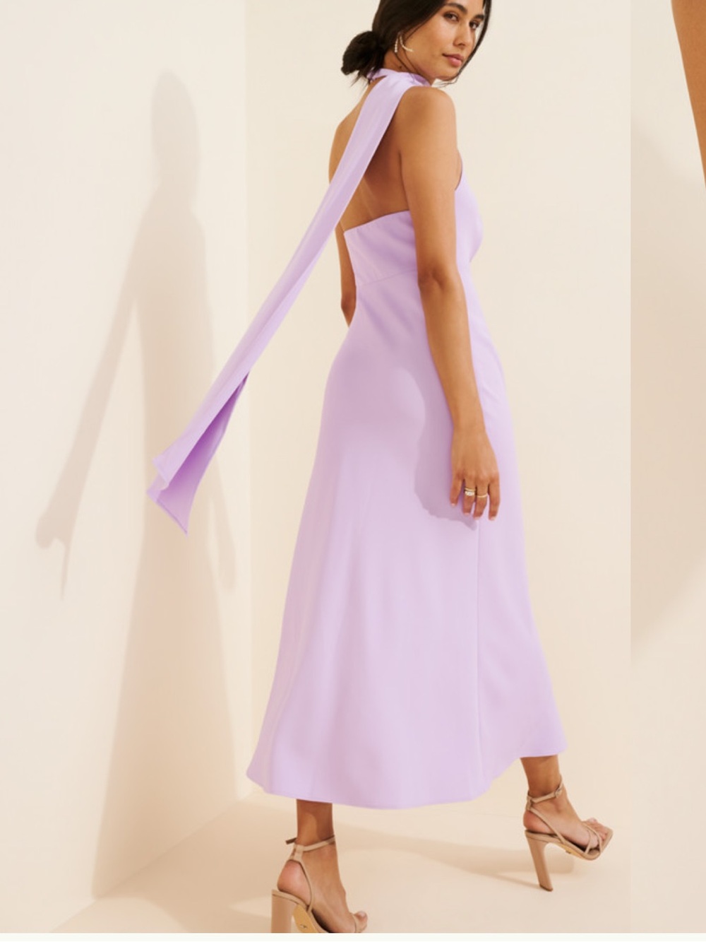ASTR Hilaire Halter Midi Dress Size Medium Lilac - Picture 2 of 12